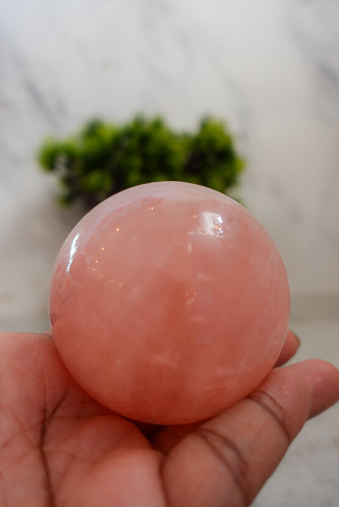 pink rose quartz sphere | pury gems